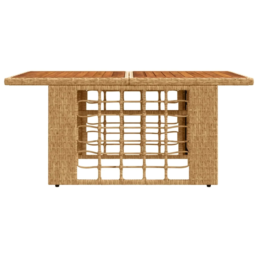 Tavolo da Giardino Naturale 100 x 55 x 37 cm Rattan PE e Vetro