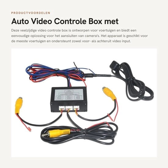 Box di Controllo Video per Autocamera - Ingresso Video Anteriore/Retrovisore - Interruttore Universale per Veicoli - Risoluzione 720P - Tensione di Funzionamento 9-16V - Adatto per la maggior parte dei veicoli - Camera