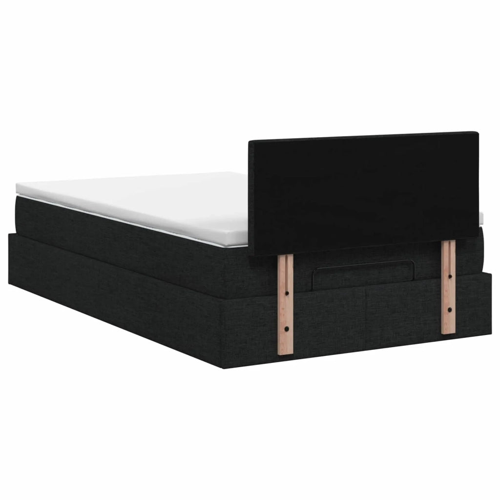 Letto Ottomano con Materasso e LED Nero 120 x 190 cm Tessuto 3458057