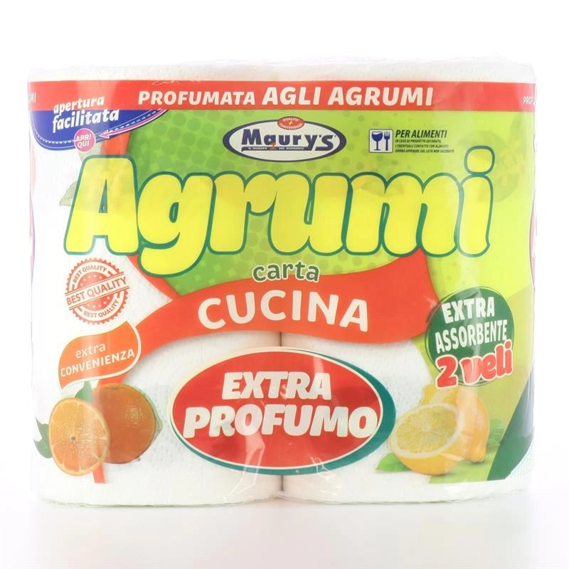 ASCIUGATUTTO MAURY'S IN SET DA 2 ROTOLI A 2 VELI DA 480 GR CON AGRUMI