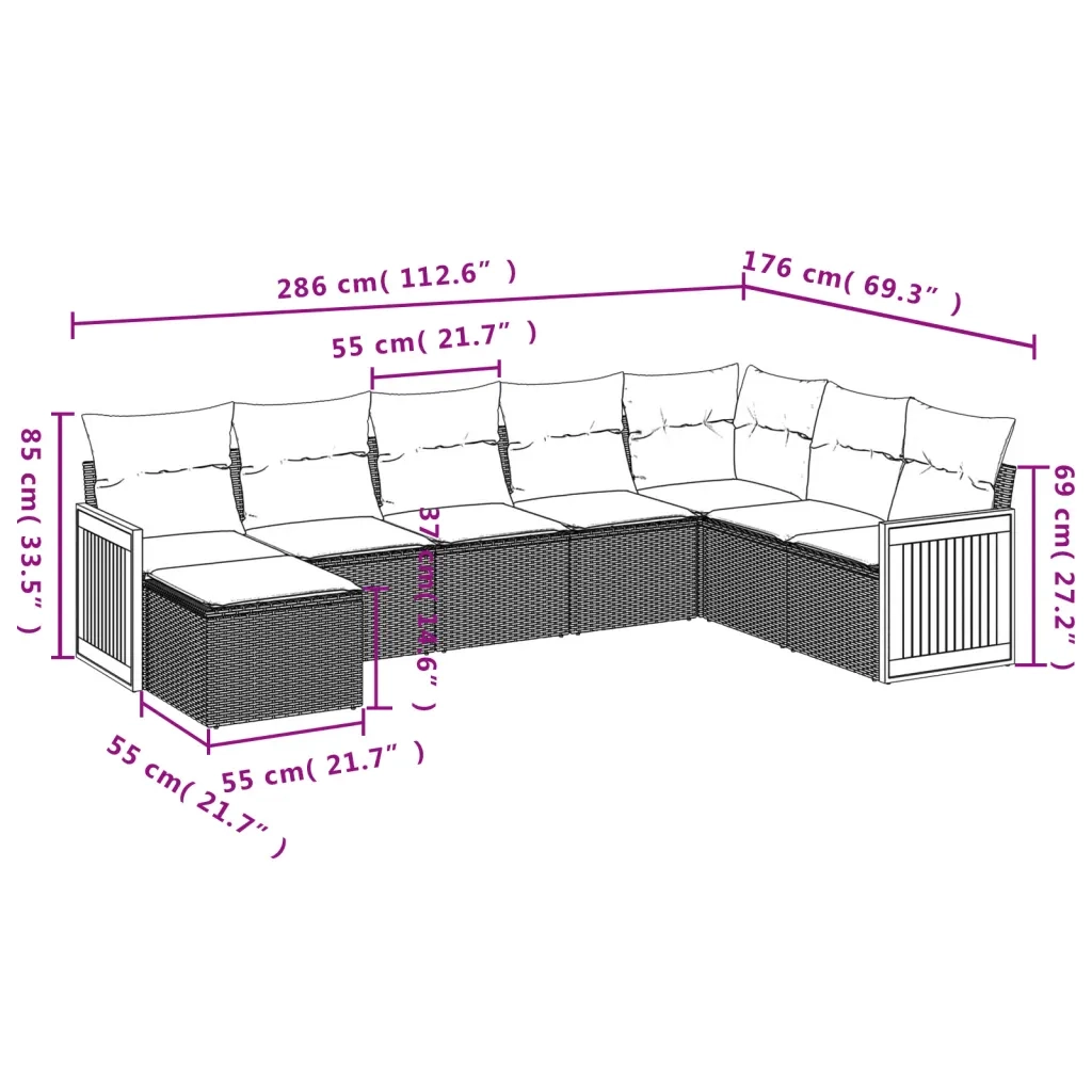 Set Divano da Giardino 8 pz con Cuscini Grigio in Polyrattan 3260331