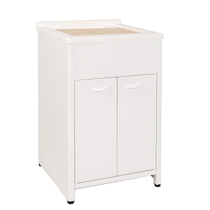 Mobile Lavatoio da Esterno in Polipropilene e Alluminio 50x50x83 cm Bianco