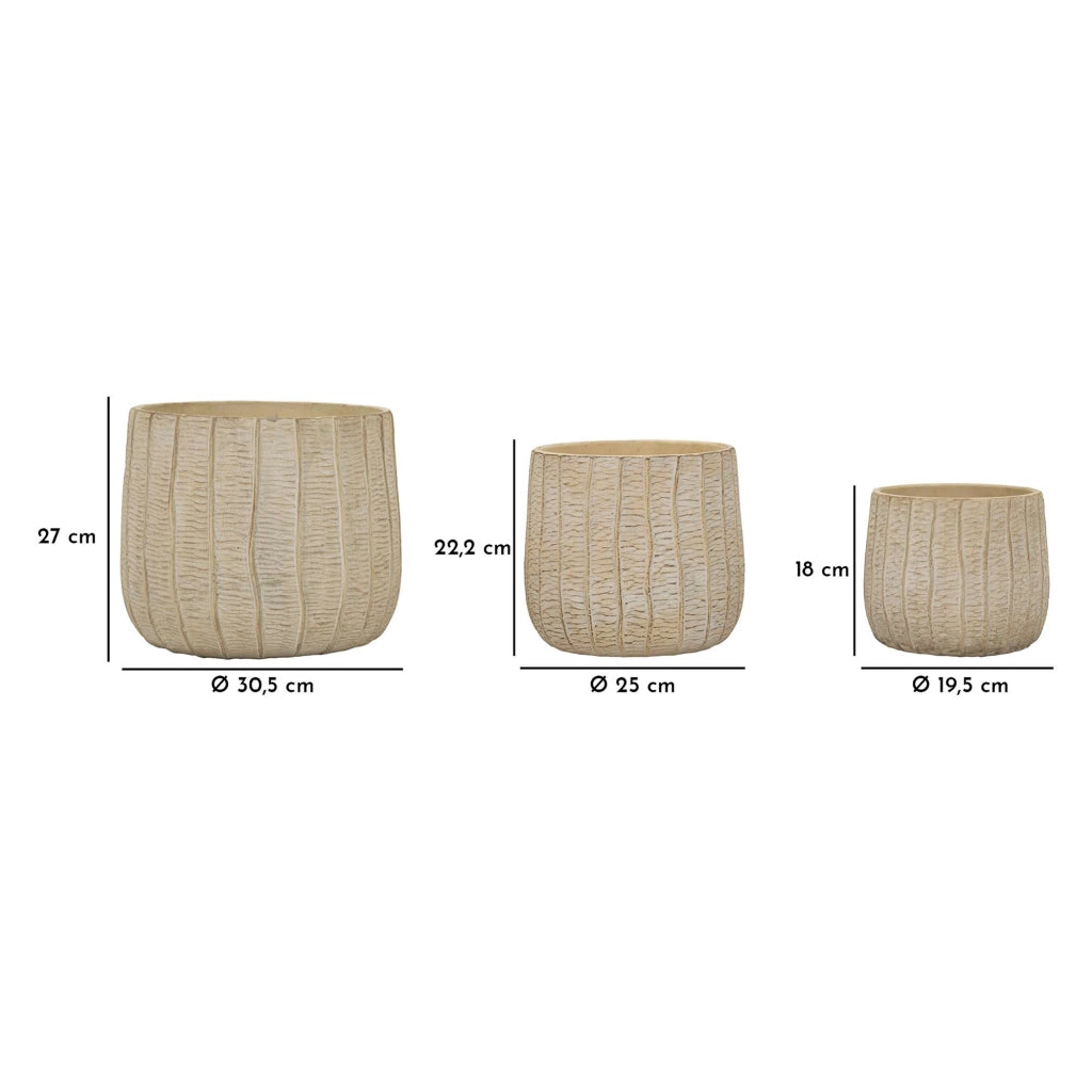 Bava, Vaso Texture Verticale Effetto Legno, Beige