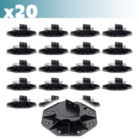 Set 20 supporti per pavimenti galleggianti, Altezza regolabile 18-25mm Max 2700 kg, Piedini per Decking