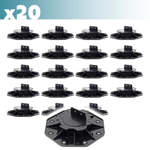 Set 20 supporti per pavimenti galleggianti, Altezza regolabile 18-25mm Max 2700 kg, Piedini per Decking