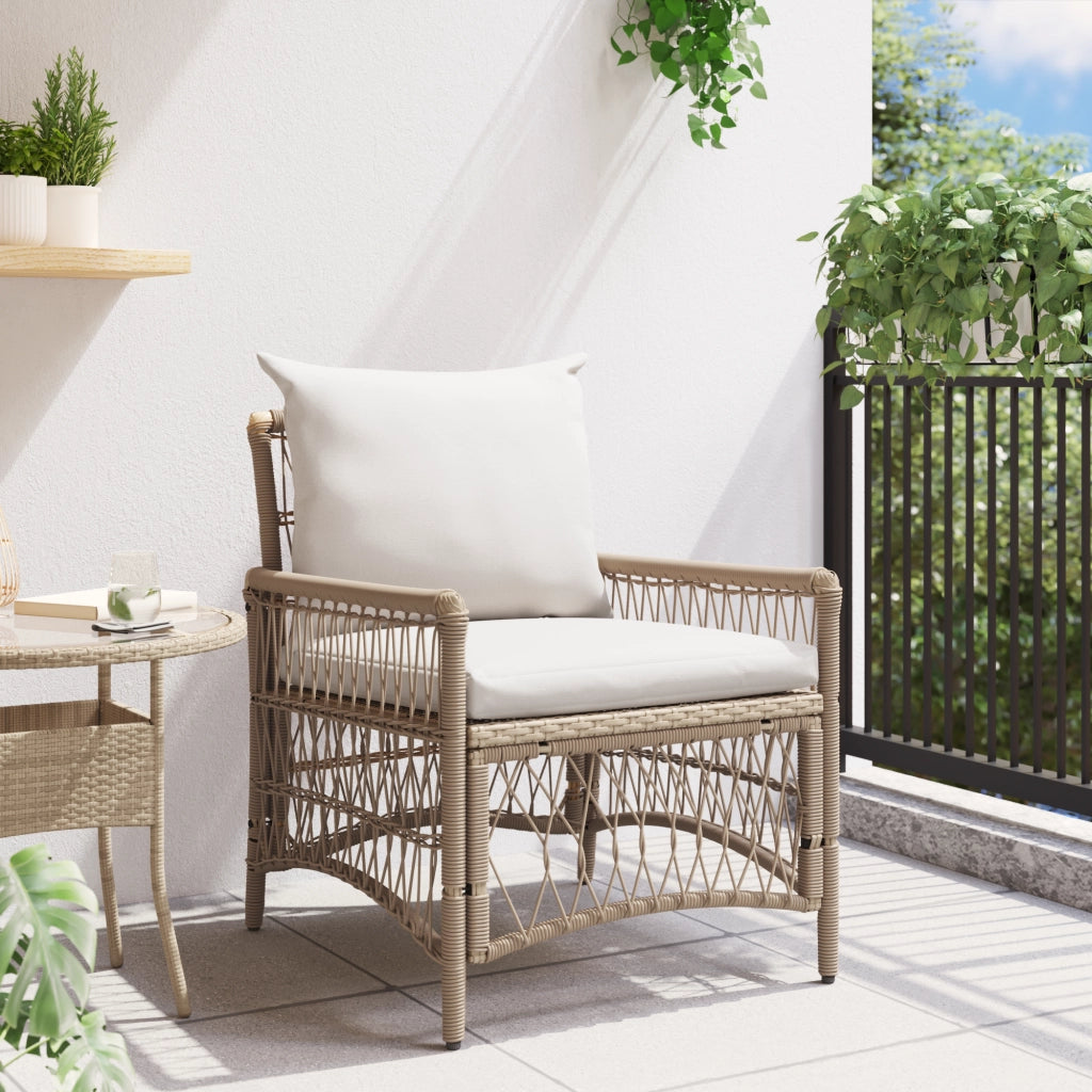 Sedia da Giardino con Cuscini Beige 60x70x78 cm in Rattan Sintetico