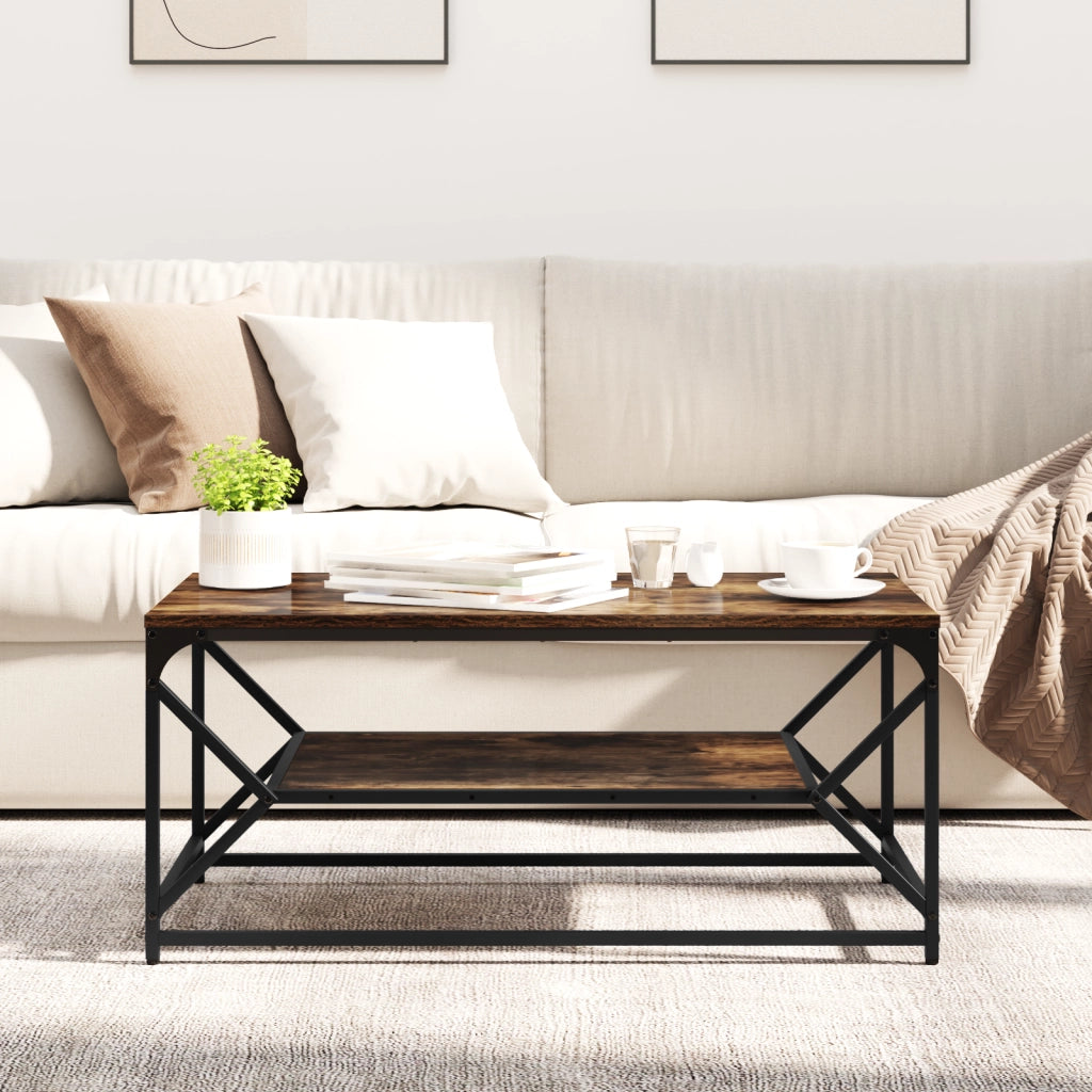 Tavolino da CaffÃ¨ con Ripiano Rovere Affumicato 90x50x40 cm Legno Truciolare