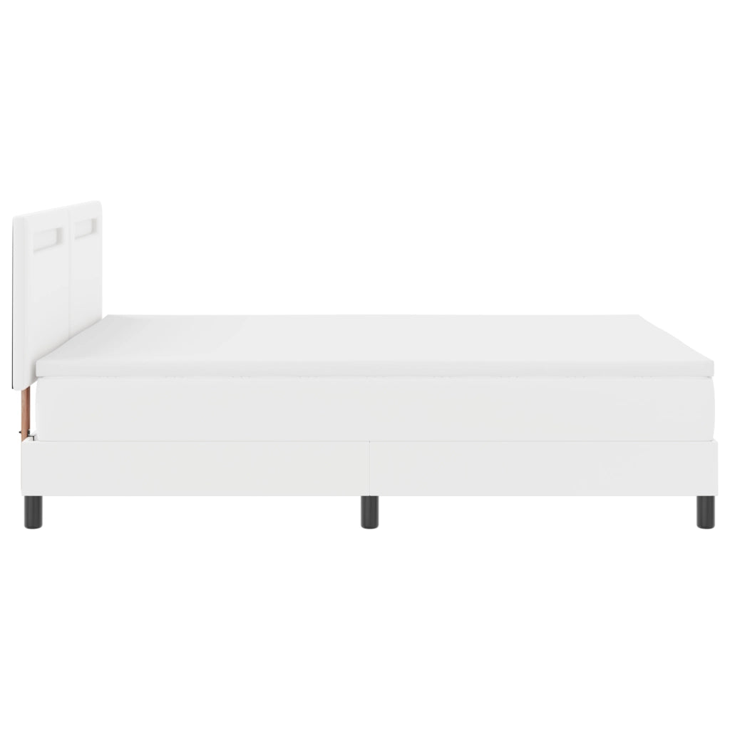 Letto a molle con materasso bianco 160x200 cm in finta pelle