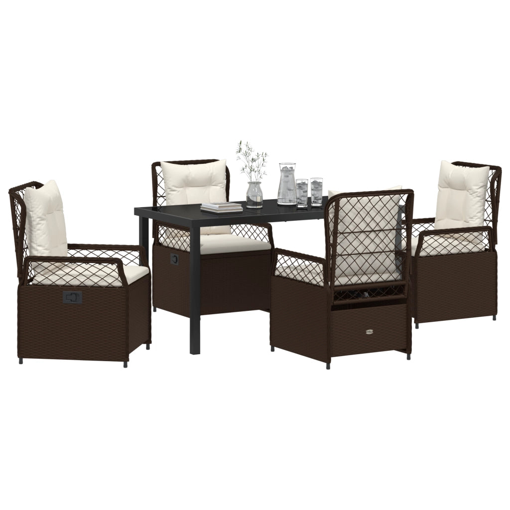 Set da pranzo da giardino 5 pezzi Marrone Polyrattan