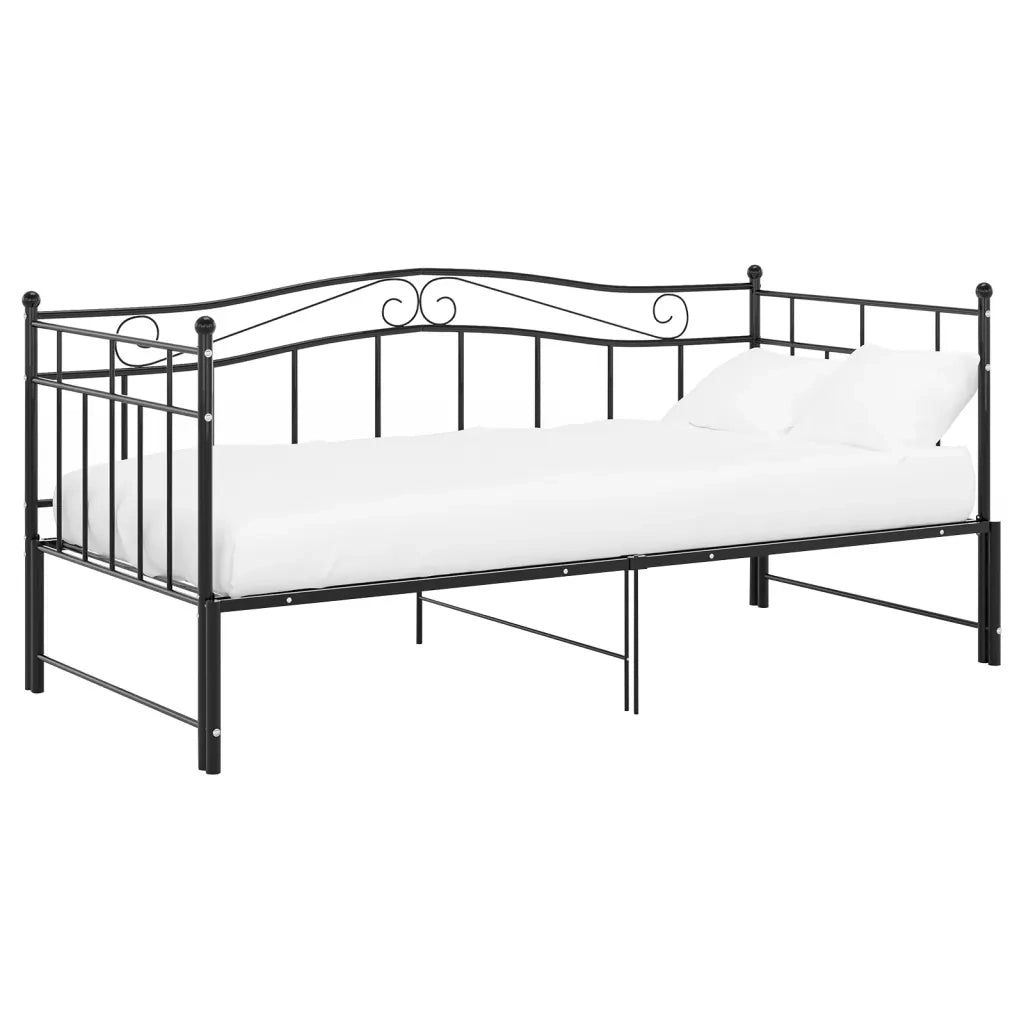 Telaio Divano Letto Estraibile Nero in Metallo 90x200 cm 324782
