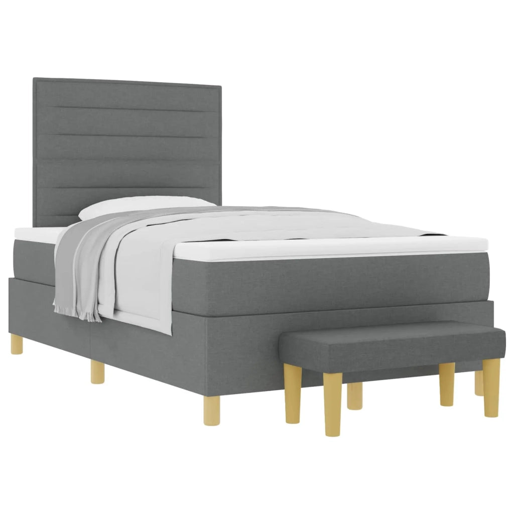 Letto a molle con materasso Grigio scuro 120 x 200 cm Tessuto