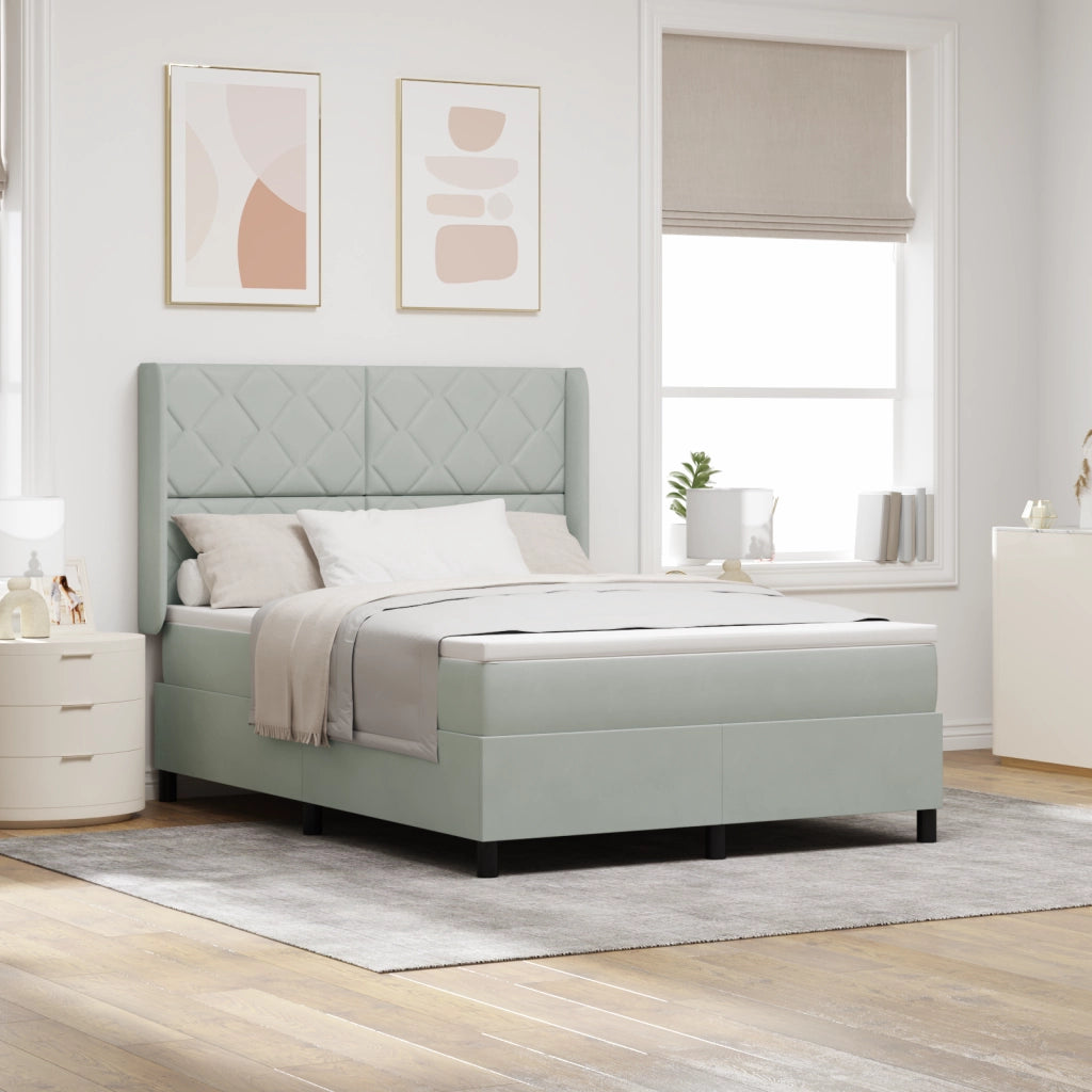 Letto a molle vitaXL con materasso Grigio chiaro 140x190 cm Velluto