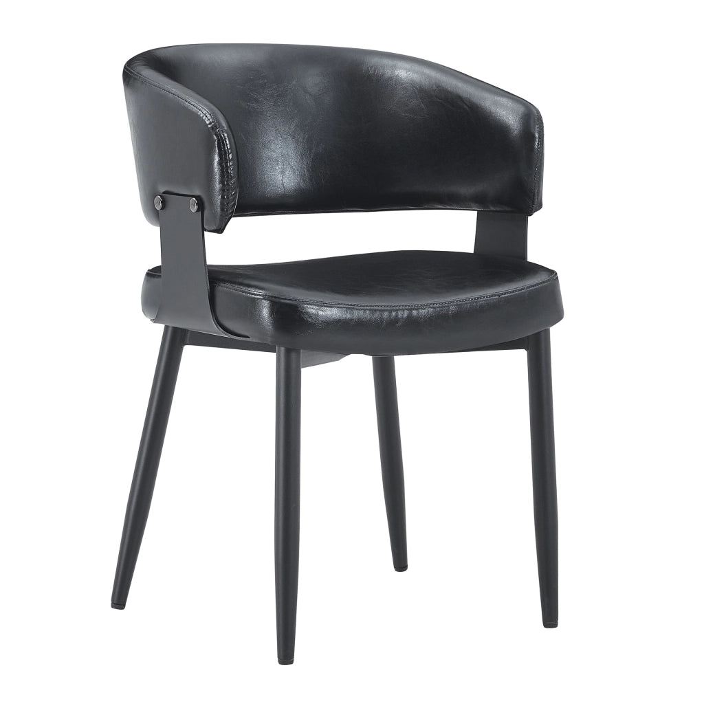 Sedie da sala da pranzo set di 2 con braccioli e schienale ergonomico, in similpelle e tessuto nero