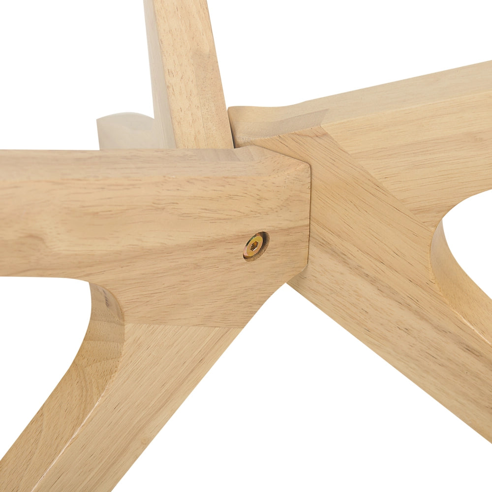 Set di 2 tavolini da caffè Legno chiaro Piano in vetro temperato Gambe in legno di gomma Rotondo Soggiorno moderno