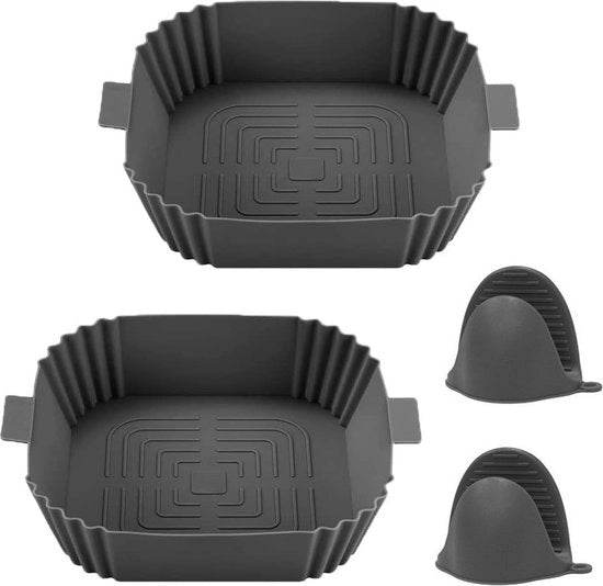 Accessori per Airfryer - 2 pezzi - Quadrato - 20CM - Accessori per Airfryer - Senza BPA - Alternativa al cartone per forno - Forma per torta - Inclusi i spilli - contenitore per Airfryer