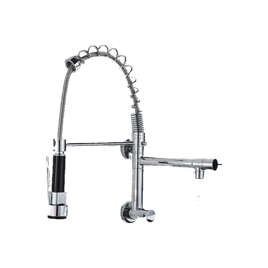 Björn |Gastronomia rubinetto acqua fredda monoforo a parete cromo|rubinetto cucina professionale acciaio inox due docce|lavello doppio ristorante