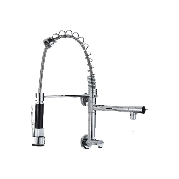 Björn |Gastronomia rubinetto acqua fredda monoforo a parete cromo|rubinetto cucina professionale acciaio inox due docce|lavello doppio ristorante