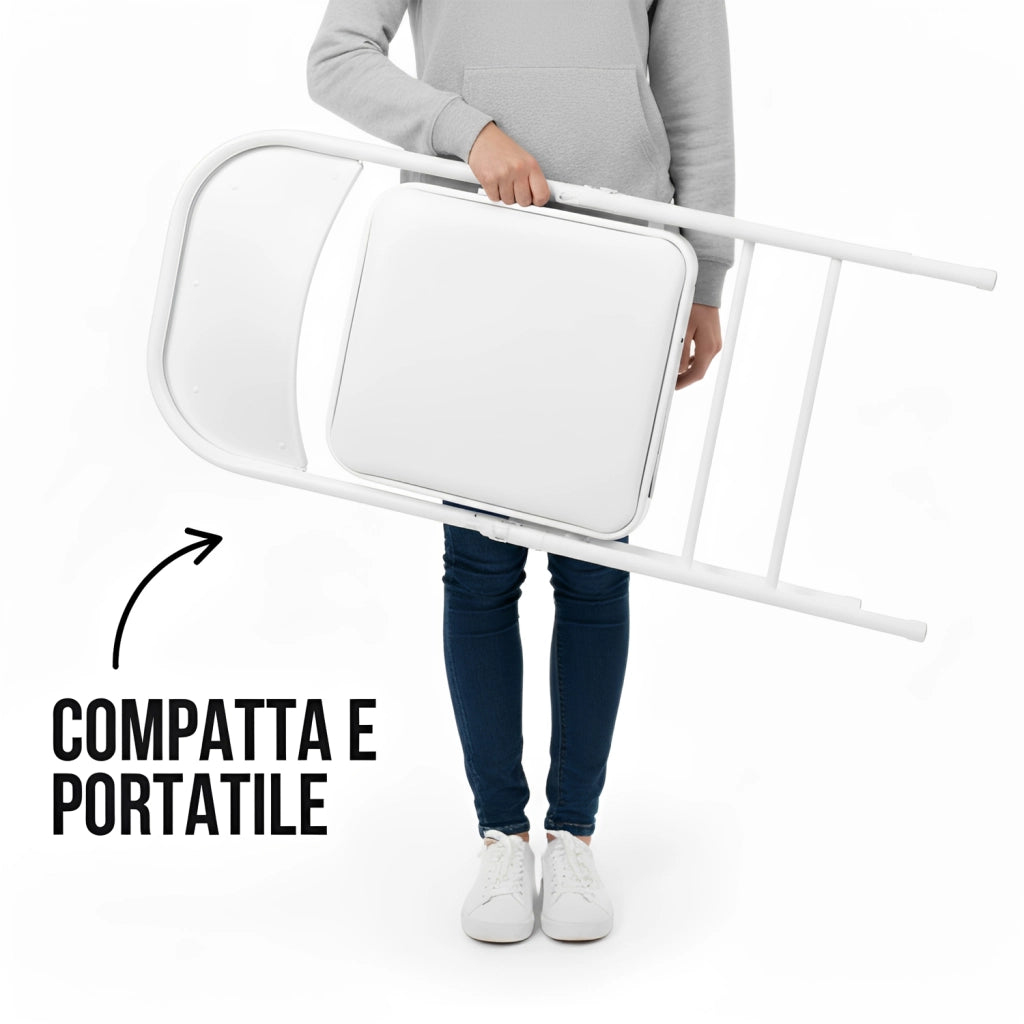 Sedia Kant Pieghevole Imbottita Portatile Salvaspazio in Metallo Richiudibile Sedie per Cucina Giardino Camera Sa Bianco