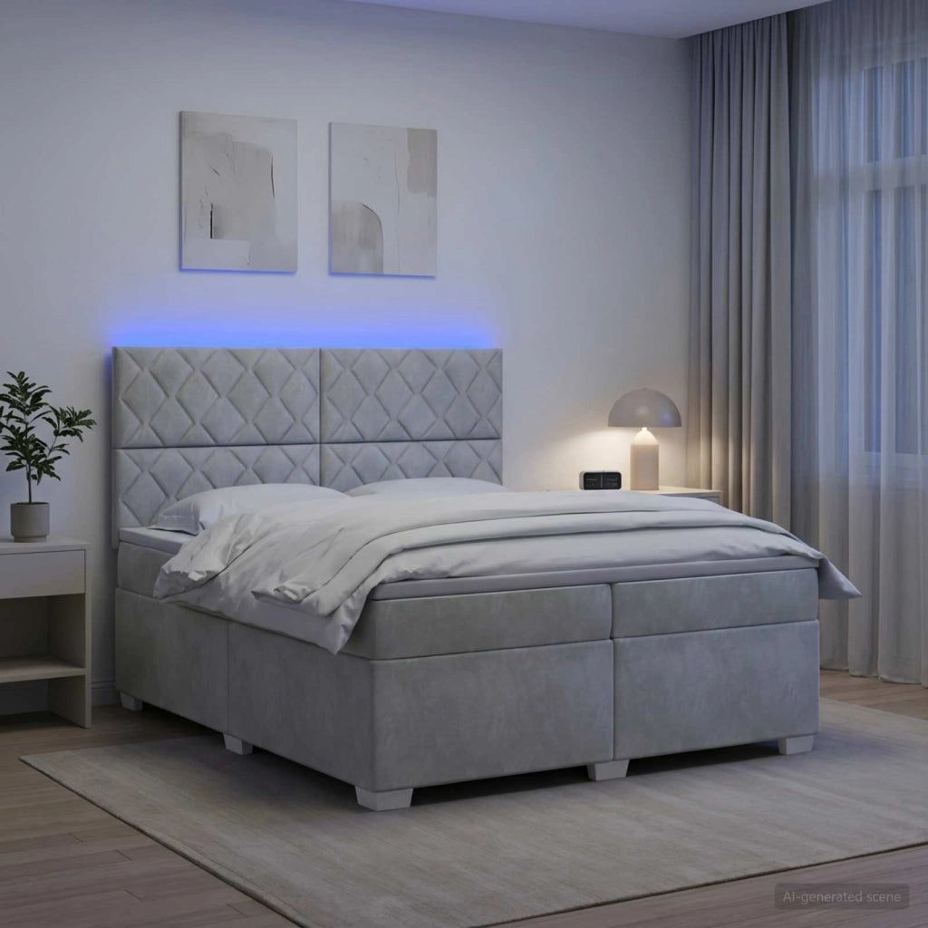 Letto box spring con materasso Grigio Chiaro 200 x 200 cm 3455180