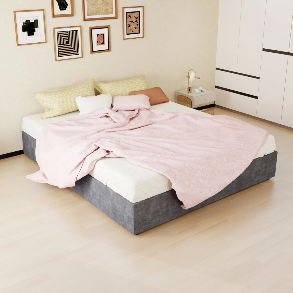 LETTO Telaio 160x200 cm Grigio in Tessuto e Metallo