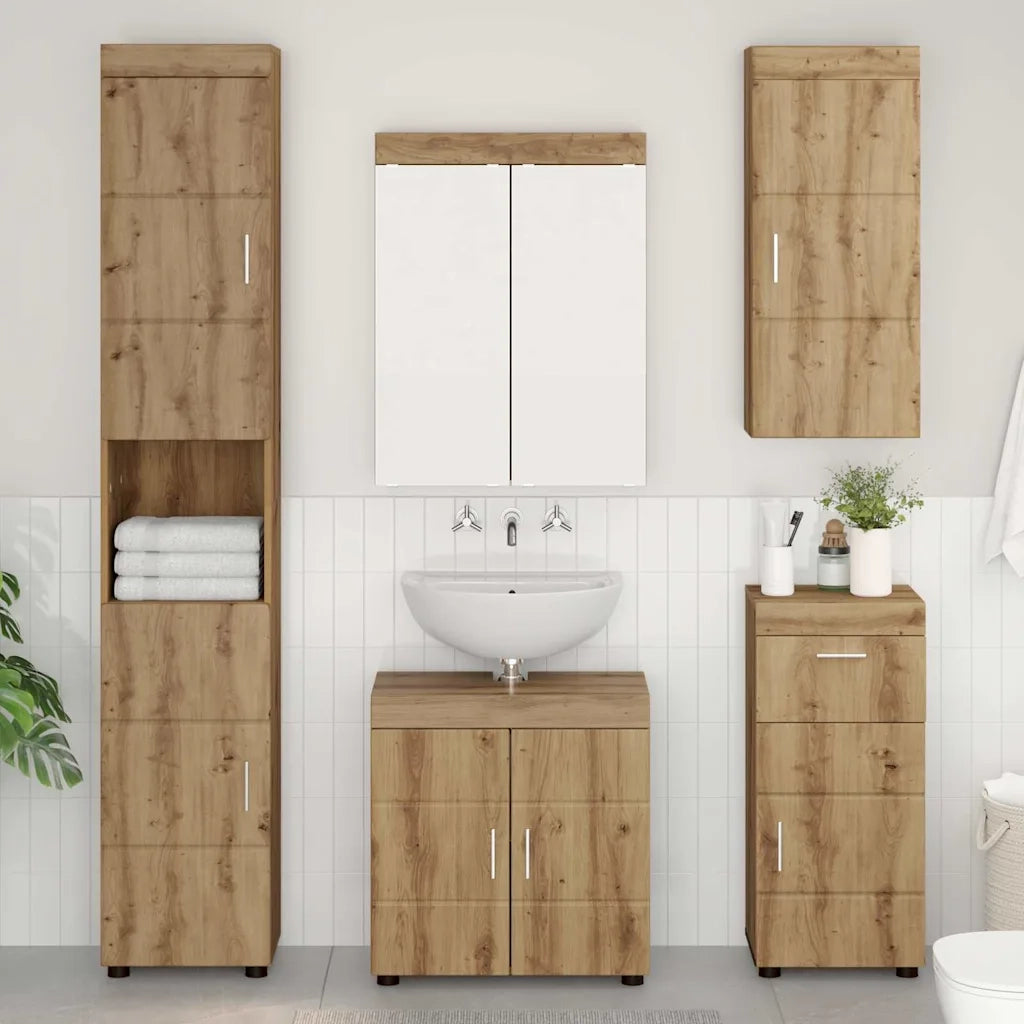 Armadio da bagno a muro con porta TULUM Rovere artigianale