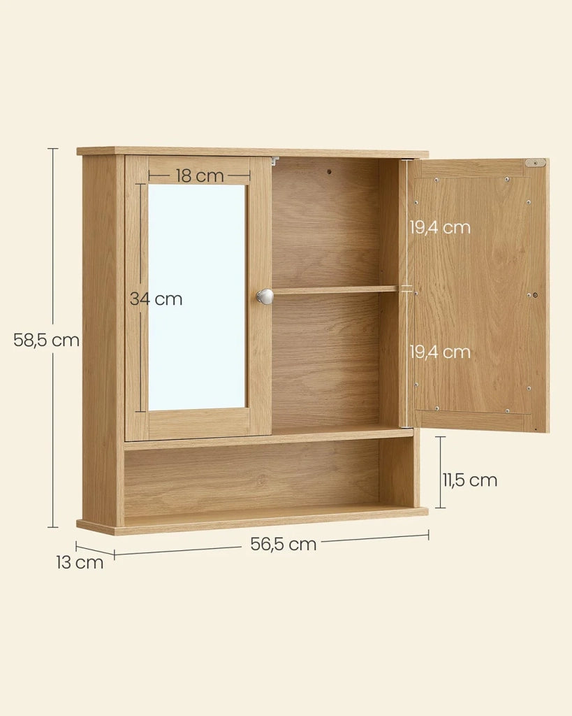 Mobile bagno sospeso 13 x 56,5 x 58,5 cm con ante e specchi 12_0003697