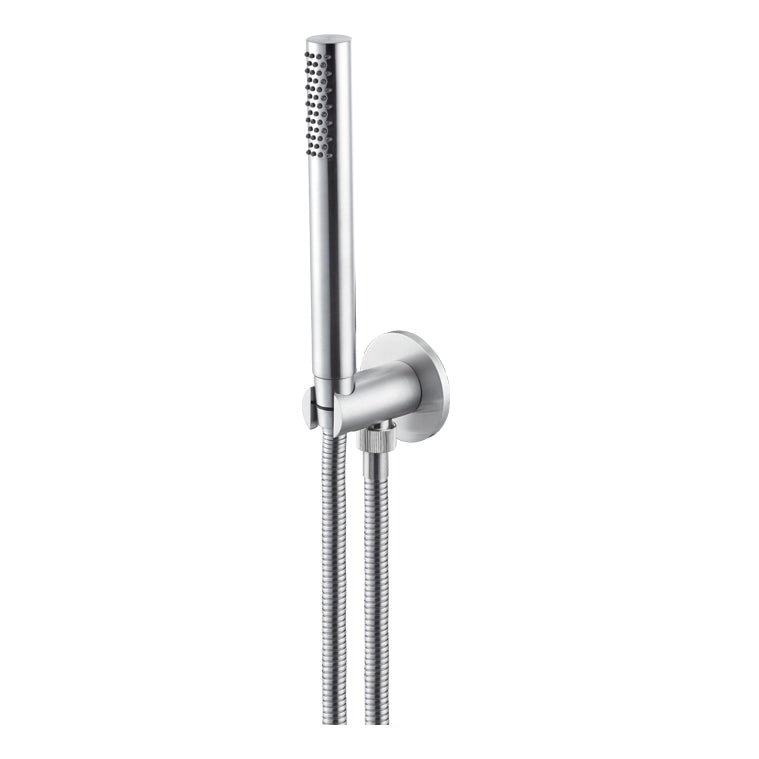 Gruppo presa acqua tondo con supporto doccetta acciaio inox Vema WELLNESS STEEL V08132 Satinato