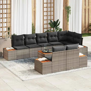 Set Divano da Giardino con cuscino 9 pcs Grigio Poly Rattan 3348115