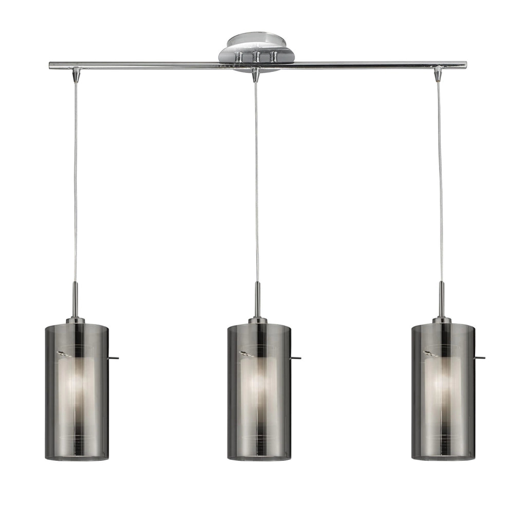 Lampadario Contemporaneo Duo 2 Acciaio Cromo Vetro 3 Luci E14