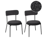Set di 2 sedie per sala da pranzo Boucle nero Gambe in acciaio nero Sedute per sala da pranzo di design moderno