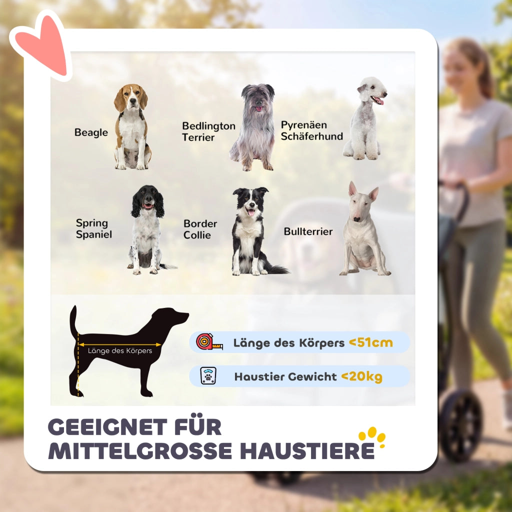 Carrello per Cani Pieghevole ¨C Zephmum ¨C Grigio