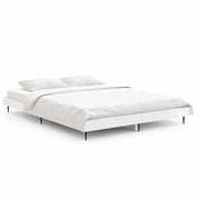 Letto matrimoniale | Letto per adulti | Giroletto Bianco Lucido 135x190 cm in Legno Multistrato