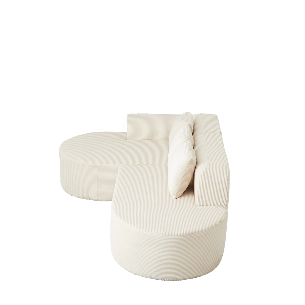 Divano angolare a L ¨C Minimal ¨C corda grigio, con cuscini, braccioli, 220 cm