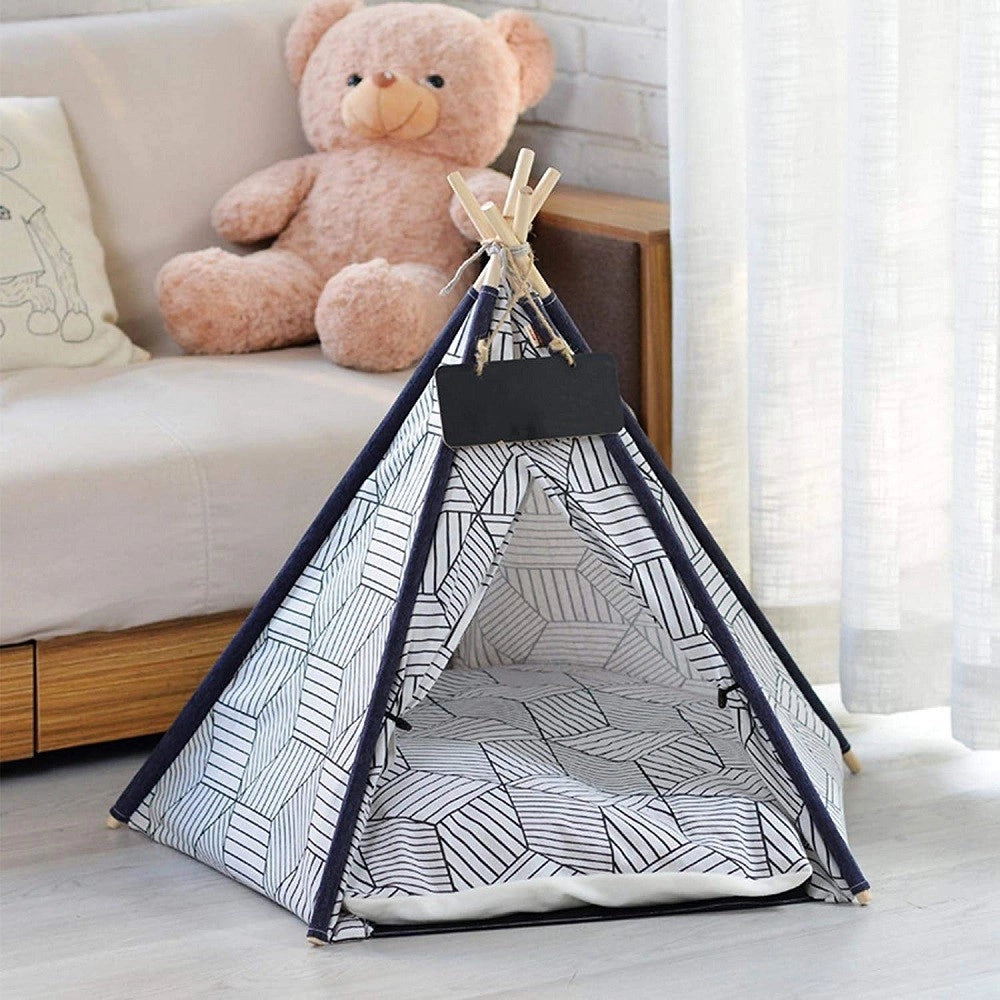 Trade Shop - Tepee Letto Cuscino Lavagna Rimovibile Lavabile Portatile Per Animali 60x60x90cm -