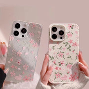 Set di 2 coprischermo per telefono - TPU morbido - Resistenti allo shock - Translucido/Bianco - Fiori - Estetica per donne - Coprischermo per telefono