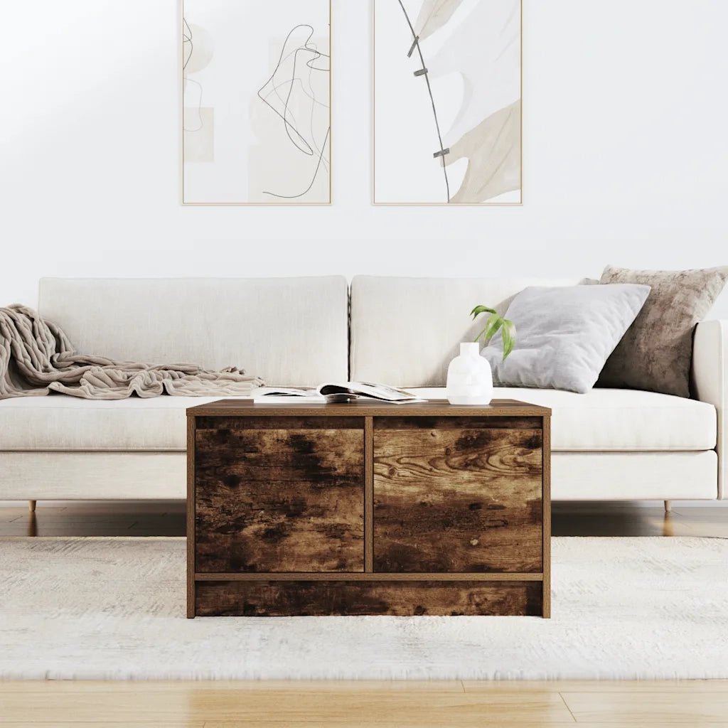 Tavolino da salotto | Tavolino da caff¨¨ | Tavolino da Soggiorno con Cassetti Rovere Fumo 70,5x70x40 cm