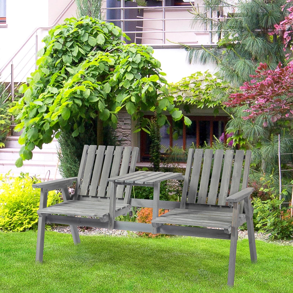Set tavolo e sedie da giardino ¨C Xylo ¨C massello grigio con ombrellone 152x70x83
