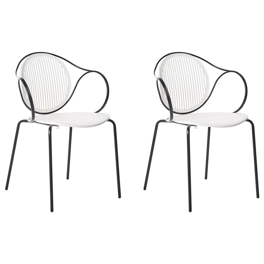 Set di 2 sedie da pranzo imbottite Base in metallo bianco sporco e nero base in metallo design moderno