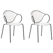 Set di 2 sedie da pranzo imbottite Base in metallo bianco sporco e nero base in metallo design moderno