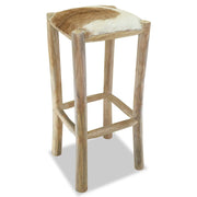 Sgabello da bar di design seduta per sedia vera pelle teak quadrato marrone 1202093