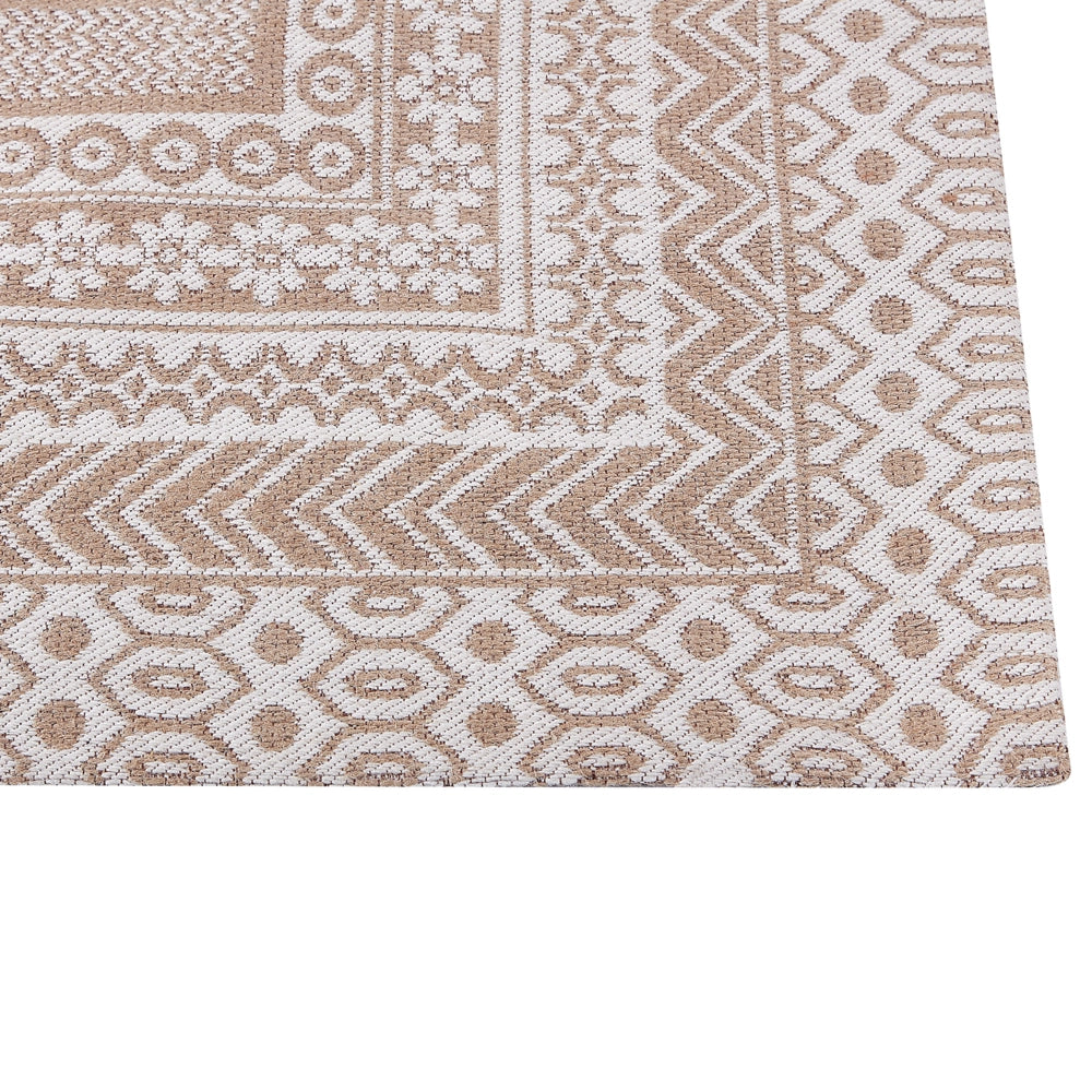 Tappeto moderno dal motivo geometrico 80 x 150 cm beige e bianco soggiorno camera da letto