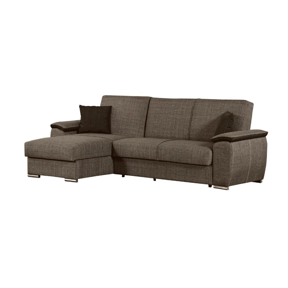 Divano con penisola reversibile Ginepro doppio vano contenitore in tessuto 67-044 tortora