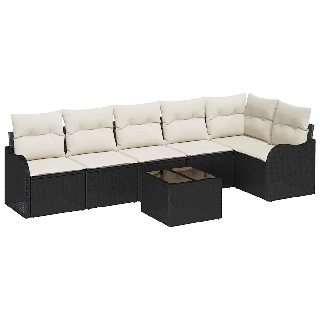 Set Divano da Giardino con cuscino 7 pcs Marrone Poly Rattan 3354396