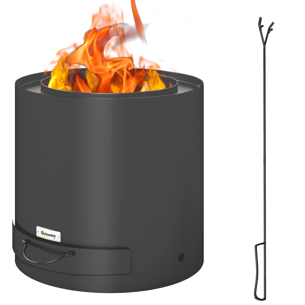 Brasero esterno con portacenere e attizzatoio ¨C zephmum ¨C nero, acciaio, ? 45 cm