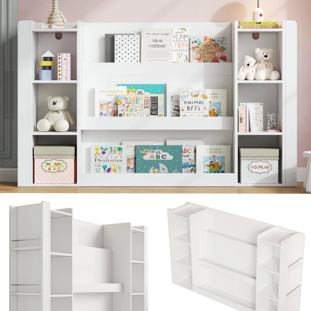 Libreria per bambini ULEVR 140x30x95 cm con ripiani aperti, in MDF bianco