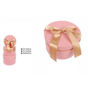 Trade Shop - Set 3pz Scatole Scatola Box Per Regali Varie Misure Matrioska Rotonde Rosa 71941 -