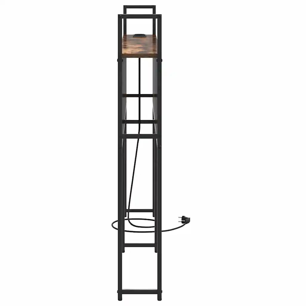 Testiera con Stazione di Carica e Storage-Testiera Multifunzionale-Testata Rovere fumo 135 cm
