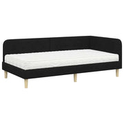 Letto singolo | Letto per adulti | Cornice del letto ad angolo Nero 100 x 200 cm Tessuto