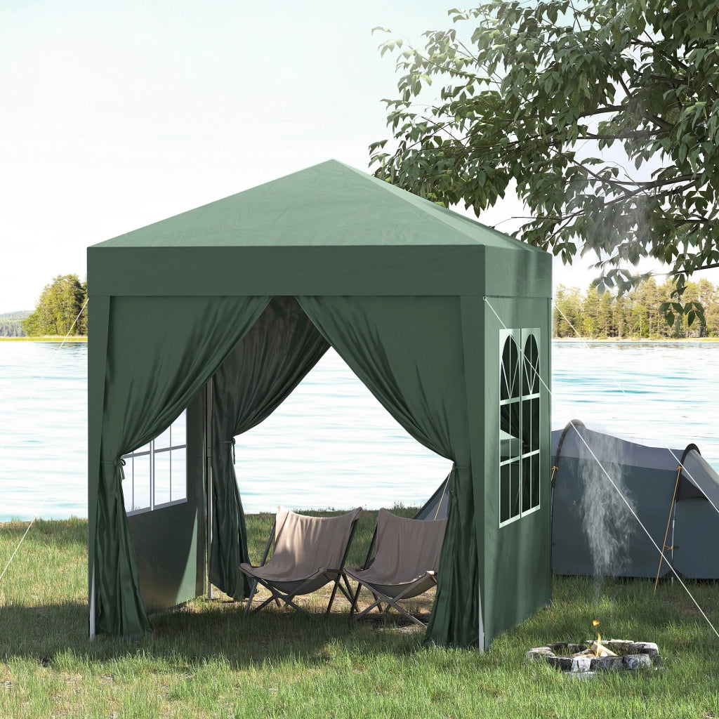 Gazebo pieghevole ¨C zephmum ¨C 2x2m verde scuro metallo