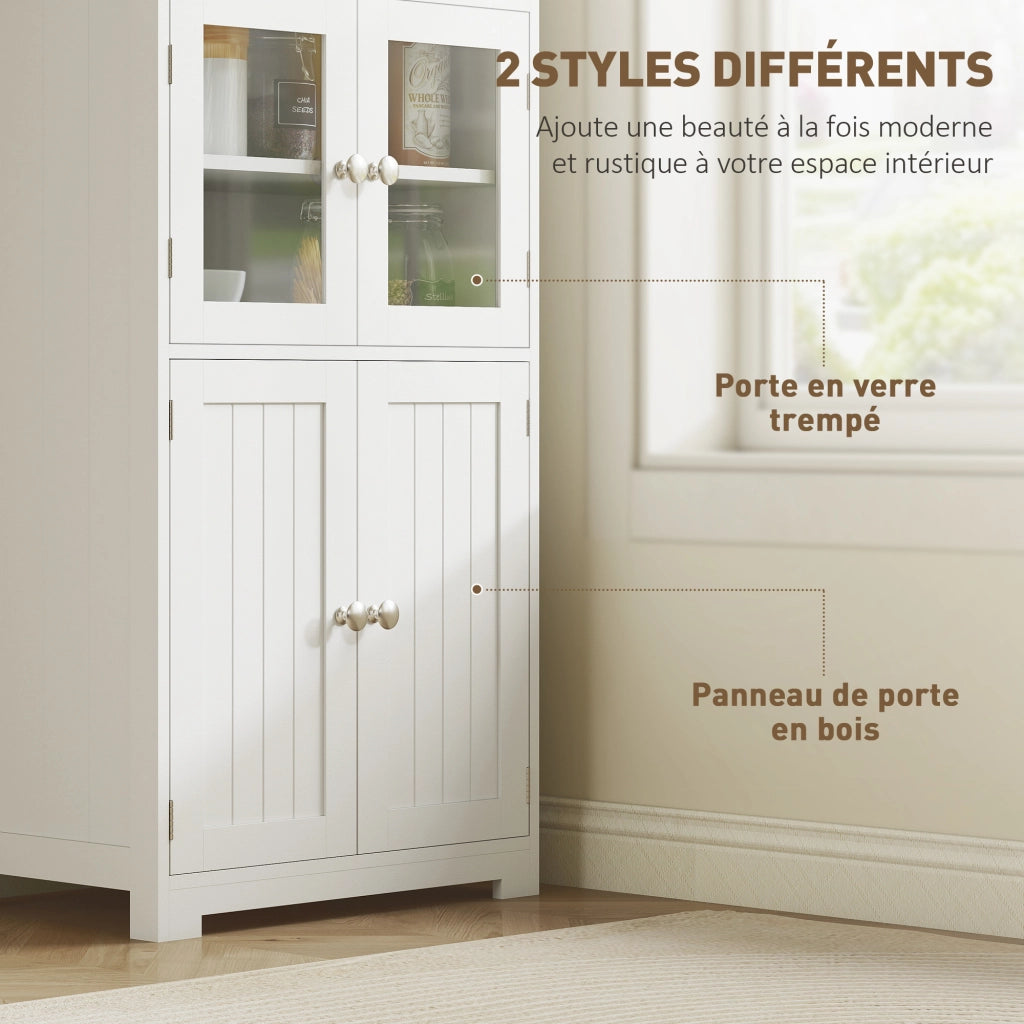 Armadio da cucina con ante scorrevoli e ripiani regolabili ¨C zephmum ¨C 60x30x162 cm bianco